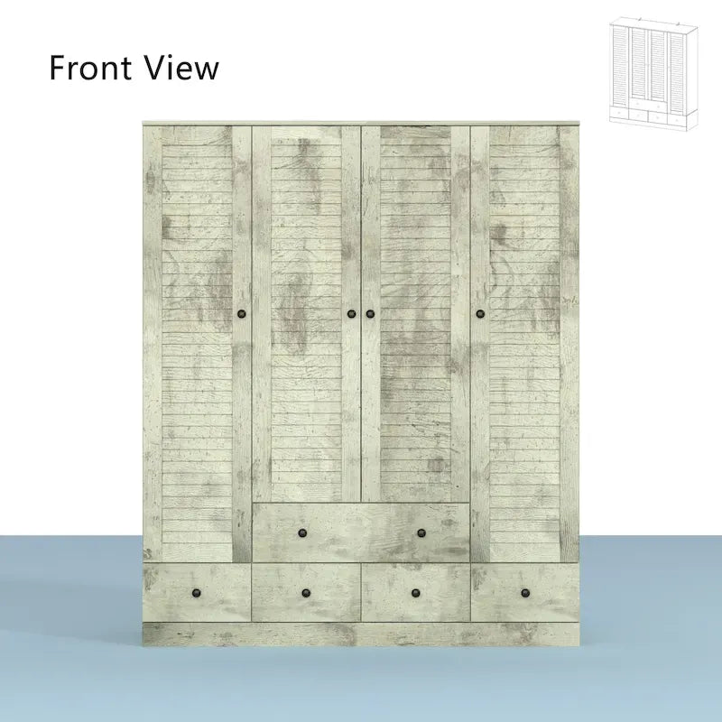 Kleiderschrank Hochschrank Schrank 59B Großer Freistehender Kleiderschrank Weiß