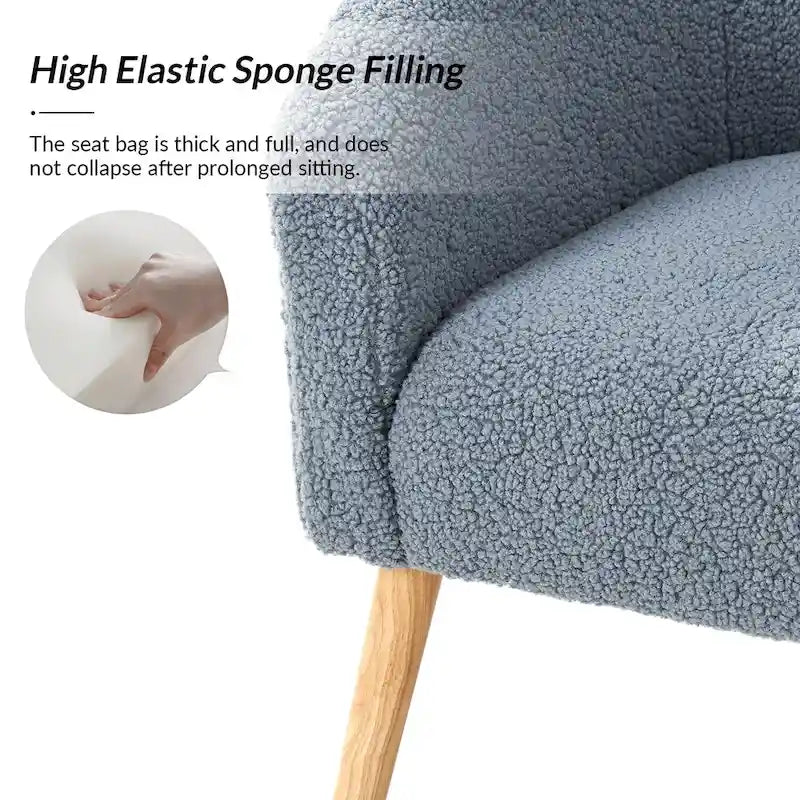 Sheila Moderner 30 W Bouclé-Sessel mit Massivholzbeinen, 2er-Set von HULALA HOME