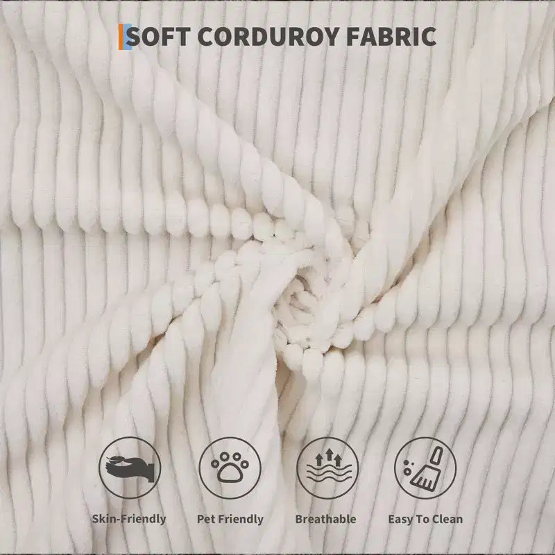 4-in-1 Schlafsofa, 79" rahmenloses Cord-Klappbodenbett mit Kissen, keine Montage erforderlich, Zweisitzer für kleine Wohnungen