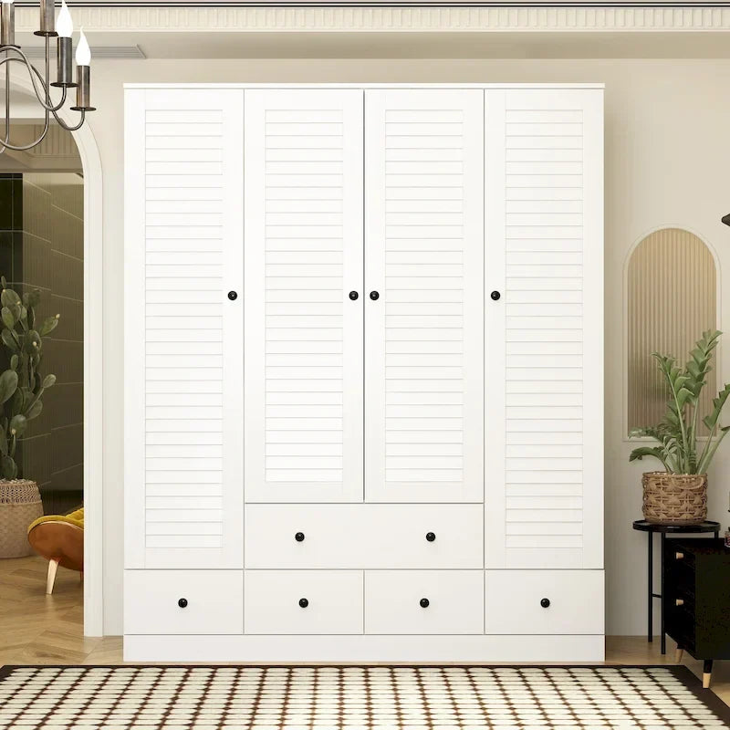Kleiderschrank Hochschrank Schrank 59B Großer Freistehender Kleiderschrank Weiß