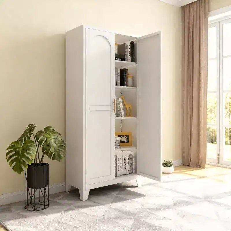 Homy Casa 4-türiger Aufbewahrungsschrank mit Rattaneinsätzen und verstellbaren Einlegeböden für Wohnzimmer, Esszimmer oder Flur, Schwarz und Natur