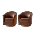 Pocono Transitional Fasssessel aus echtem Leder mit Drehfunktion und Massivholzfuß, 2er-SetArtful Living Design