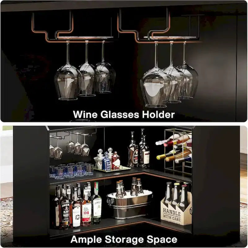 L-förmiger Barschrank mit Gläserhaltern für die Hausbar