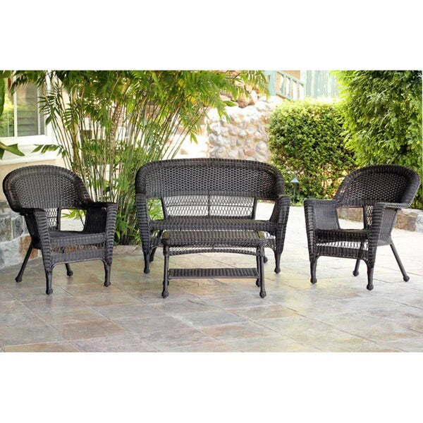 4-teiliges Loungeset aus Polyrattan für den Außenbereich