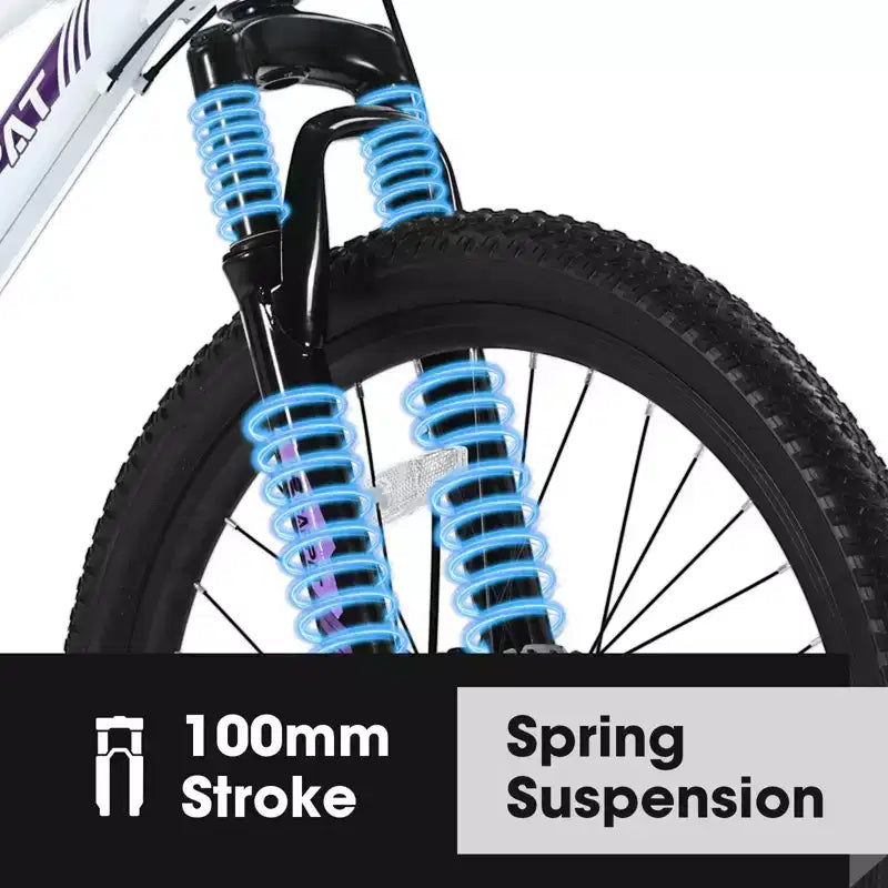 Okak 24/26 Zoll Mountainbike mit 21 Gängen und doppelten Scheibenbremsen, Kinderfahrrad mit 100mm Federgabel, Dirt Bike für Teenager und Frauen