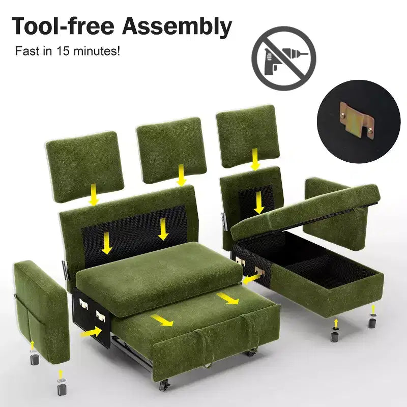 Dyonery 81 Sektional-Schlafsofa, L-förmige Ausziehcouch mit beidseitigem Stauraum, USB, verstellbare Rückenlehne