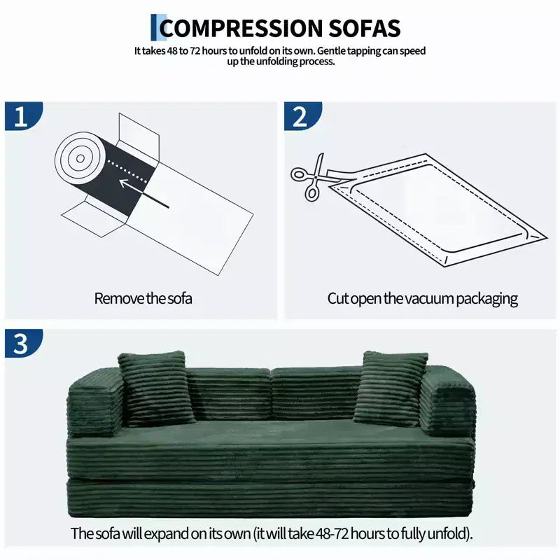 80.7 5-in-1 Schlafsofa – Kord, 544 kg, kein Aufbau