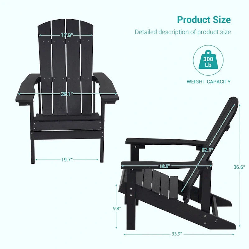 Bonosuki Wetterfeste Outdoor-Adirondack-Stühle aus Holz – 4er-Set