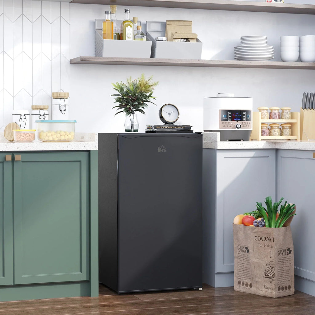HOMCOM 90L Mini-Kühlschrank mit Gefrierfach, Kompakter Kühlschrank mit einer Tür und einstellbarem Thermostat für Schlafzimmer