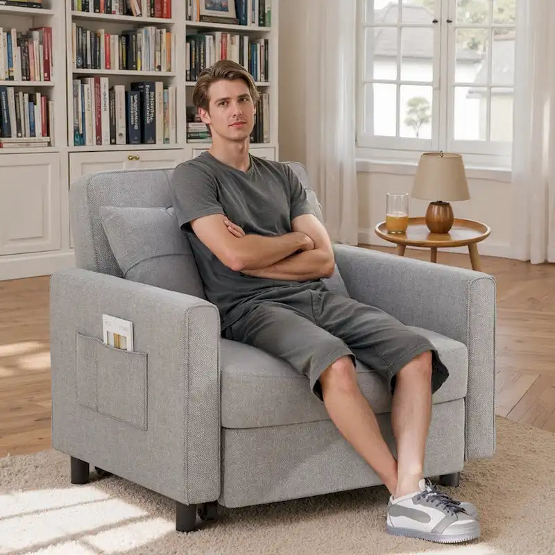 3-in-1 Schlafsofa, ausziehbarer Sessel, umwandelbarer, verstellbarer, klappbarer Polster-Lounge-Sofa