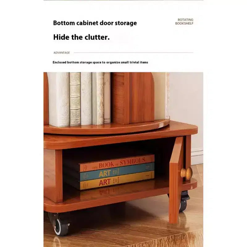 Chic Crate 6-stöckiges, um 360° drehbares Eckregal mit Rollen, schmales Bücherregal für kleine Räume, Nussbaumbraun