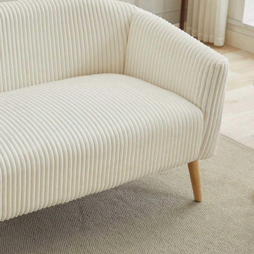 Zweisitzer-Sofa, bezogen mit Cordstoff, mit Walnussholzbeinen