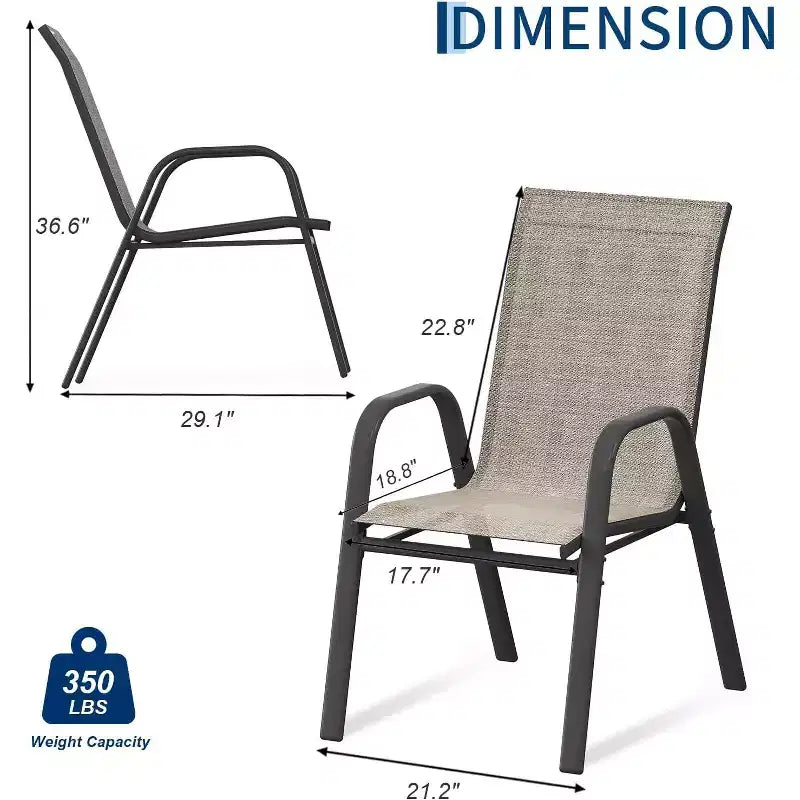 Terrassenstühle, stapelbare Outdoor-Esszimmerstühle, 4er-/6er-Set, wetterfeste, leichte Textilene-Outdoor-Stühle mit Armlehnen für Garten und Pool
