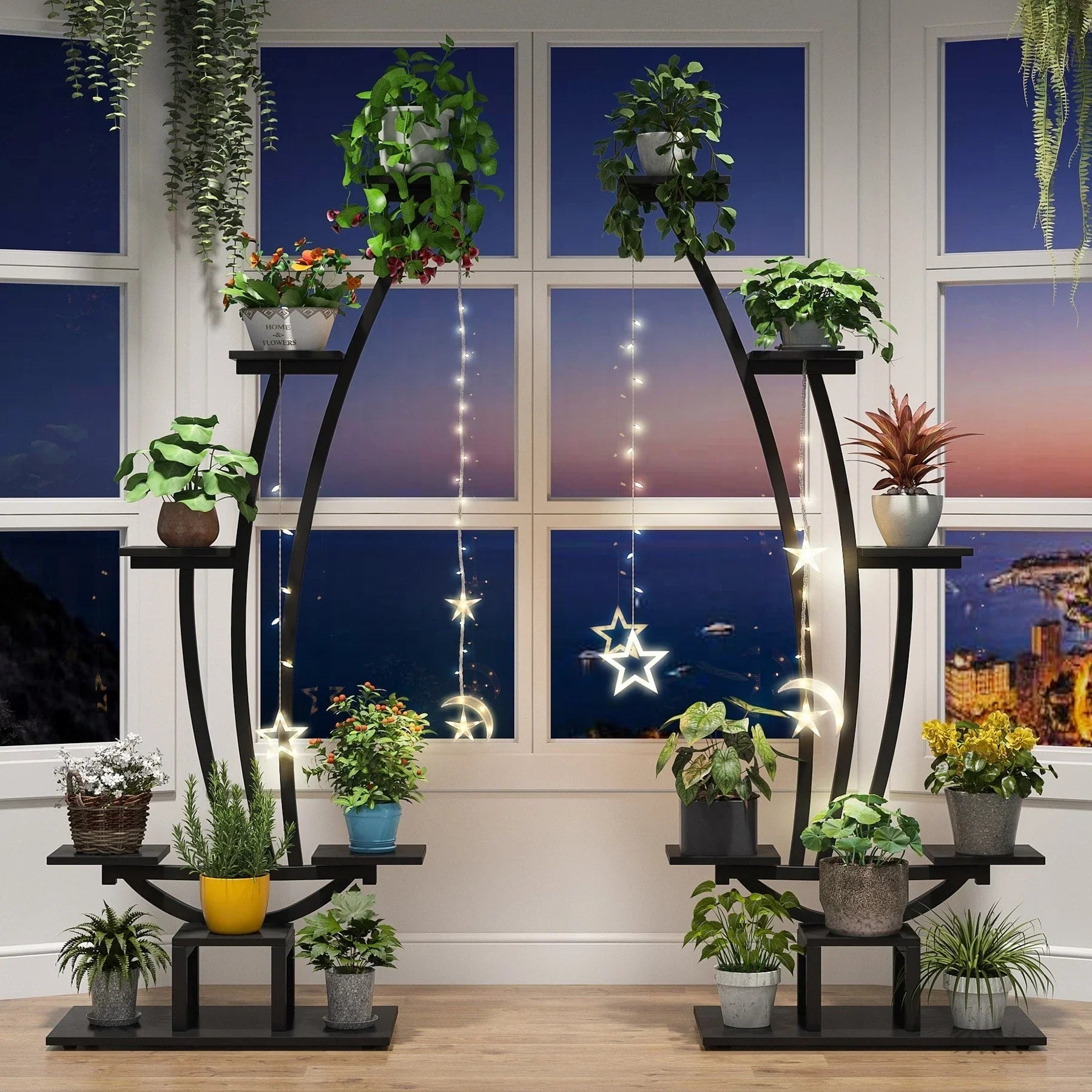 Pflanzenständer für den Innenbereich, 6-stöckiges Blumenregal für Haus und Garten – 2er-Set