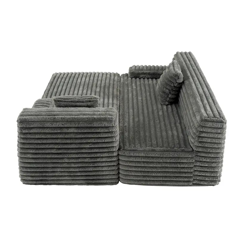 Cloud-Ecksofa, modernes Polstersofa mit 2 Wurfkissen, frei kombinierbares Sofa, modulares L-förmiges Ecksofa