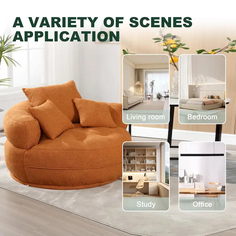 Rundes Lazy Sofa – Weiß/Blau/Grau/Gelb/Orange/Rosenrot/Marineblau/Grün, Einzel- und Doppel-Sitz