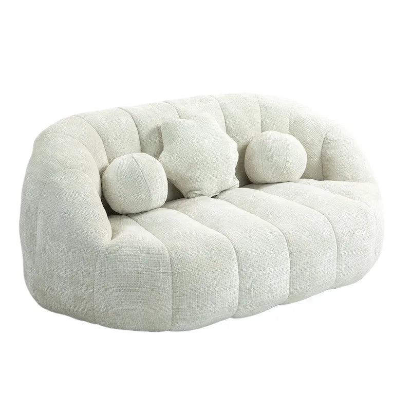 Weißer Chenille-Loungesessel (63,78 Zoll) mit hochdichtem Schaumstoff