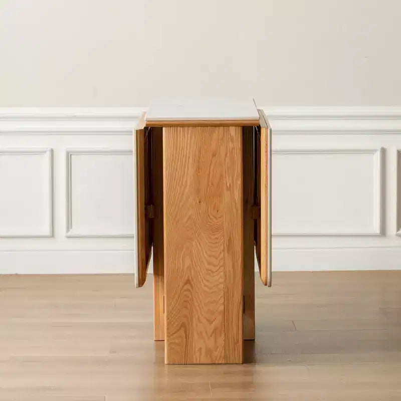 GDFStudio Agatha Moderner Massivholz-Klapptisch für 4-6 Personen mit Rock Slab Platte