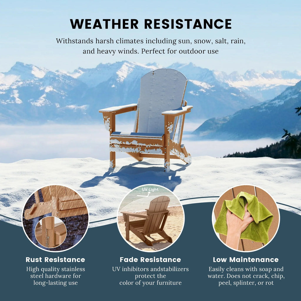Polytrends Laguna Faltbarer Adirondack-Stuhl für den Außenbereich, wetterfest und lichtbeständig