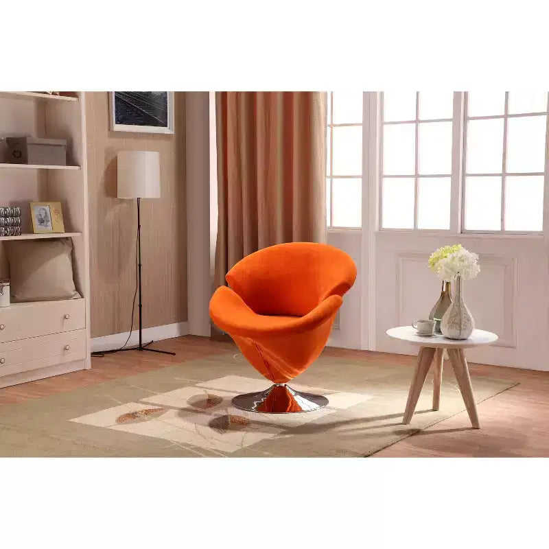 Manhattan Comfort 4er-Set Tulpen-Drehstuhl Orange/Gelb: Samtbezug, keine Montage erforderlich
