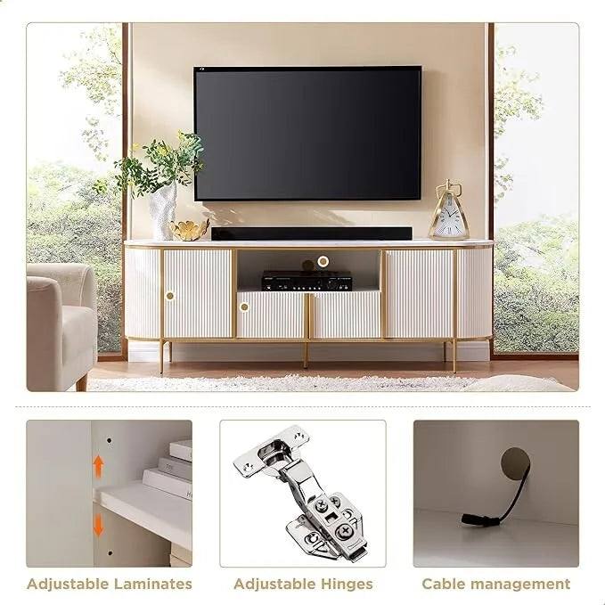 Moderner Luxus-TV-Ständer, Entertainment-Center, mit Kunstmarmorplatte