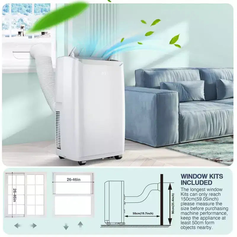14000 BTU Mobile Klimaanlage, kühlt bis zu 70 m², mobiles Klimagerät mit Entfeuchter