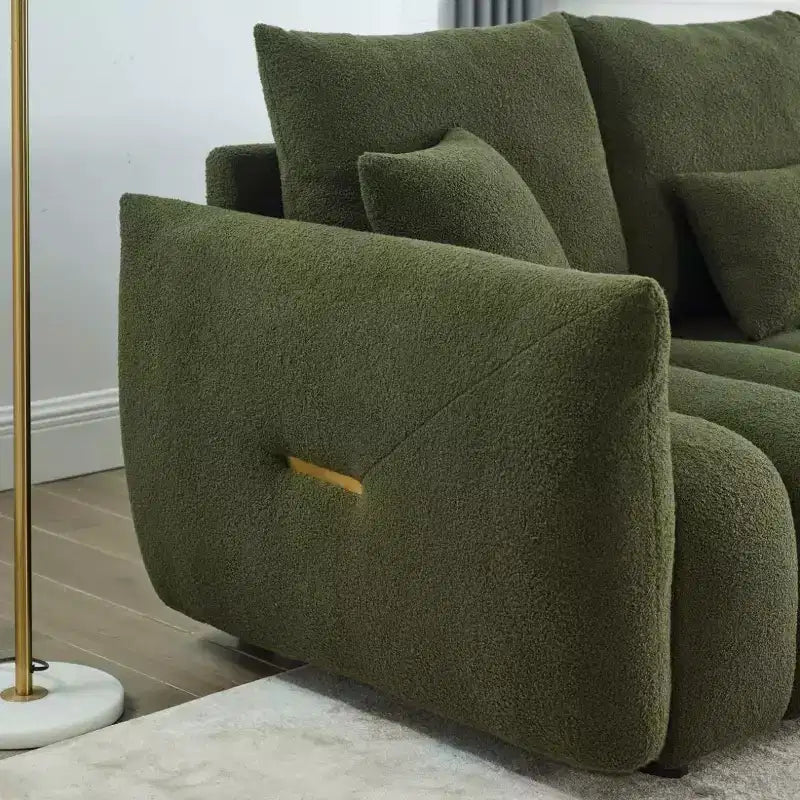 GDFStudio Alanna 79,5 Modernes 3-Sitzer-Sofa mit Teddyfell-Bezug und Kissen