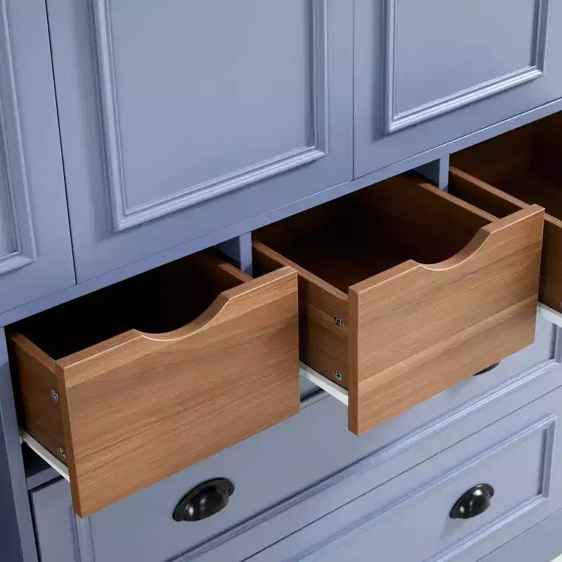 Whisen 180 cm hohe freistehende Küchenpantry, großer Esszimmer-Vorrratsschrank, Anrichte mit 4 faltbaren Türen, Einlegeböden, Weinregalen
