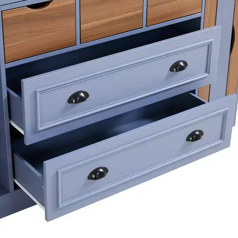 Whisen 180 cm hohe freistehende Küchenpantry, großer Esszimmer-Vorrratsschrank, Anrichte mit 4 faltbaren Türen, Einlegeböden, Weinregalen