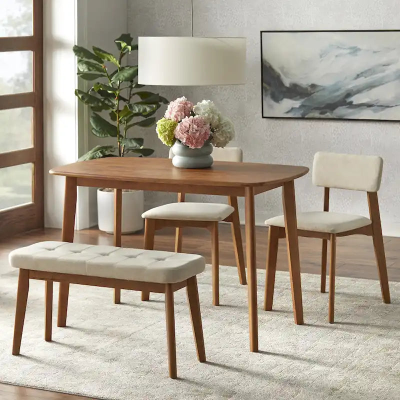 Simple Living 4-teiliges Nettie Massivholz-Esszimmer-Set