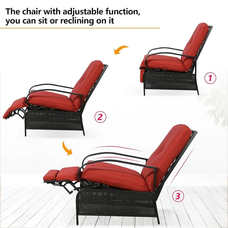 Verstellbarer Liegestuhl Lounge Sessel Gartenliege Sofa mit Kissen - 38 (T) x 26,5 (B) x 38,5 (H) ZOLL
