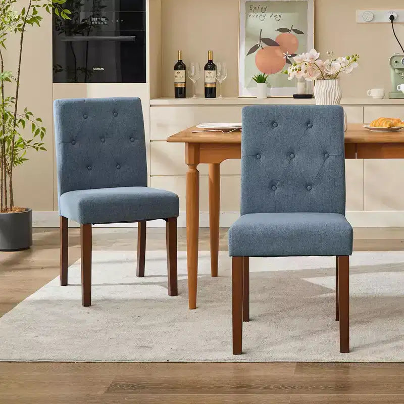 Parsons Esszimmerstühle mit Knopfheftung, 6er/4er-Set – Polsterstühle aus Stoff mit Holzbeinen & gepolsterten Sitzen – Wohnzimmer- und Küchenmöbel