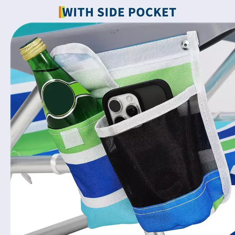 Acekool 2er-Pack leichter Rucksack-Strandstuhl, faltbarer Liegestuhl mit 5 Positionen für Erwachsene mit Gurten, Getränkehalter und Handtuchstange, belastbar bis 136 kg