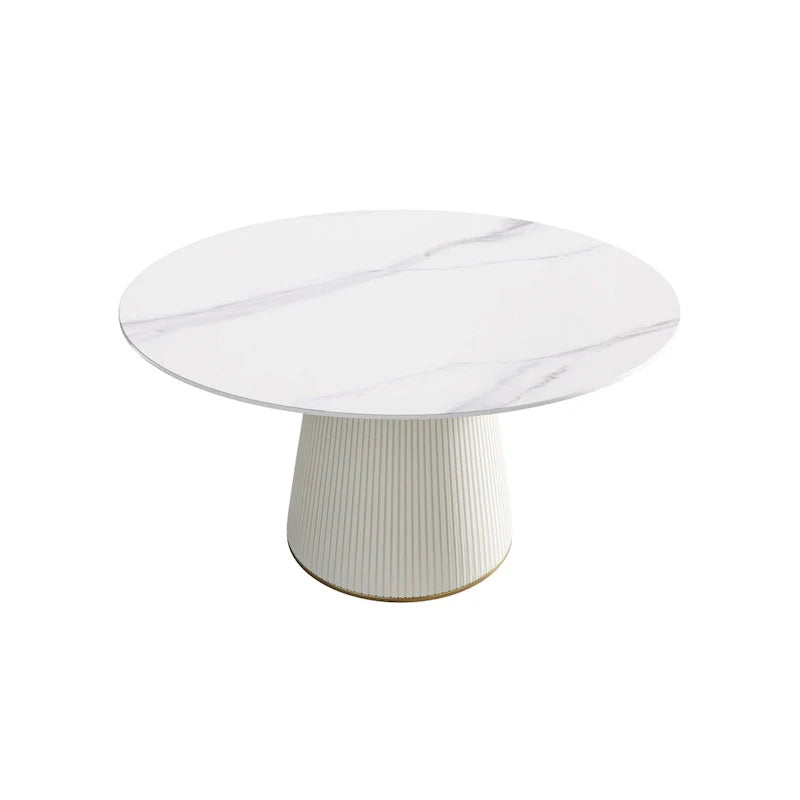 Runder Esstisch für 6 Personen (Ø 135 cm) mit gesinterter Steinplatte und Lazy Susan