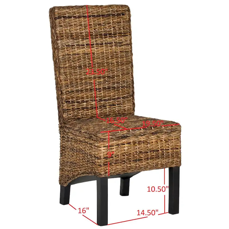 2er-Set Esszimmerstühle aus natürlichem Korbgeflecht 48B x 56T x 104H cm, Boho Coastal Stil
