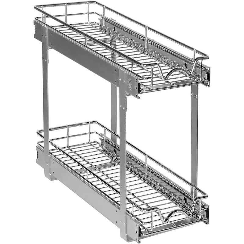 Auszugschrank-Organizer, 2 Etagen, strapazierfähiges Metall mit lebenslanger eingeschränkter Garantie – Rostfreies Chrom-Finish
