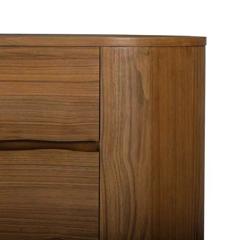 Moderne Kommode mit 6 Schubladen, Baumkanten-Design, Metallgestell und langlebiger Massivholzkonstruktion