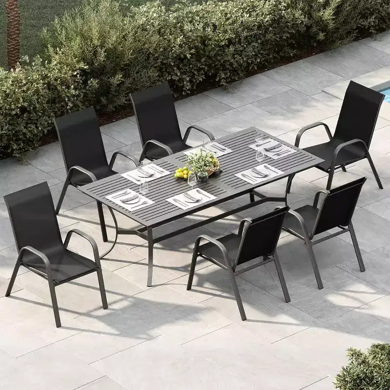 Terrassenstühle, stapelbare Outdoor-Esszimmerstühle, 4er-/6er-Set, wetterfeste, leichte Textilene-Outdoor-Stühle mit Armlehnen für Garten und Pool