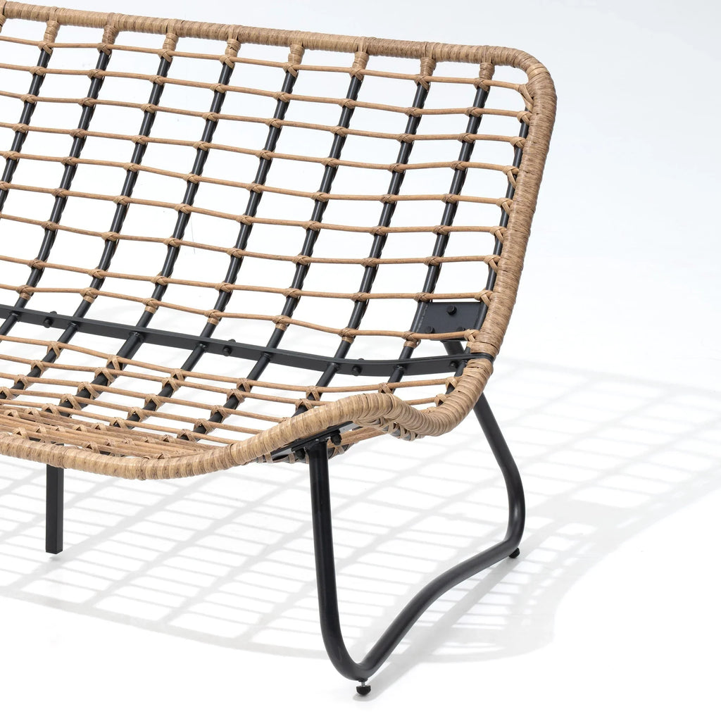 Doppelsessel Papasan mit Kissen, wetterfestes PE-Rattan und Metallrahmen für Innen- und Außenbereich
