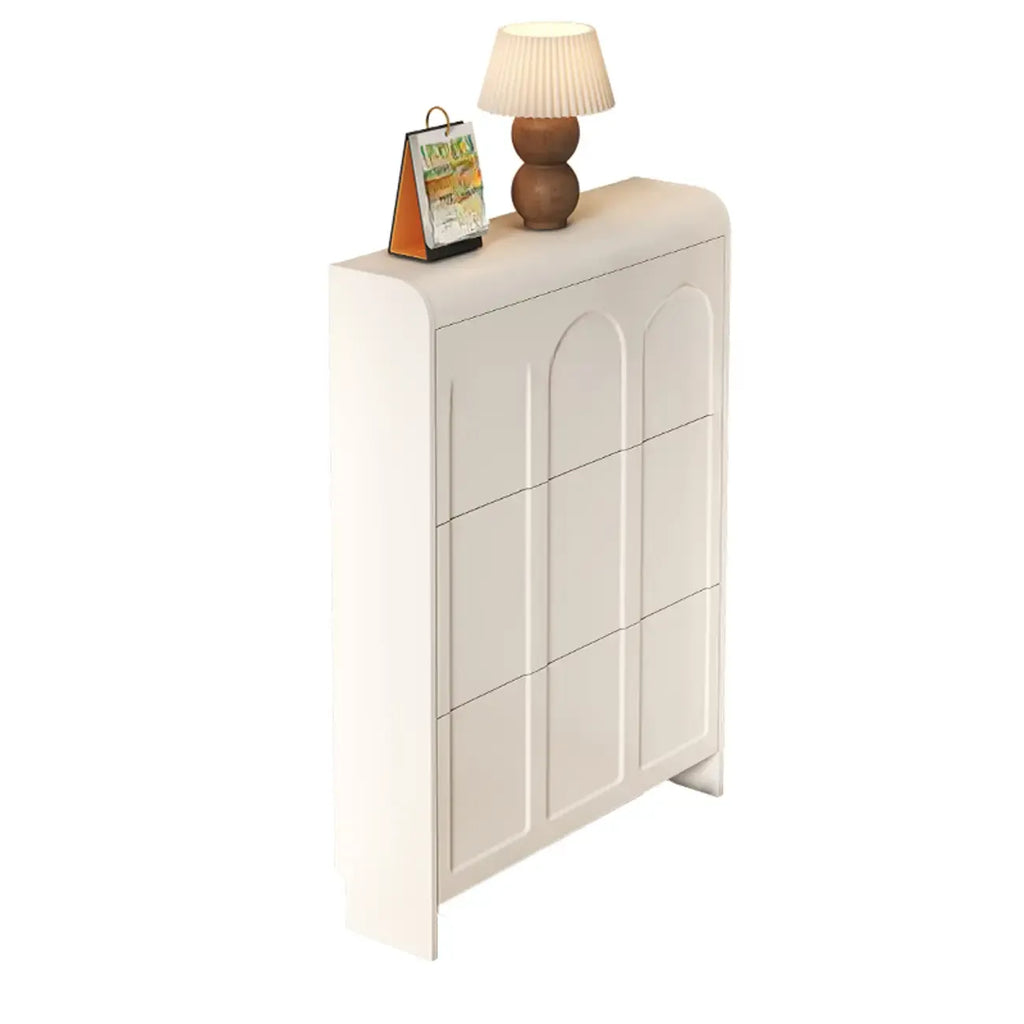 Schlanker Schuhschrank mit 3 Fächern, Weiß, Holz, Klappfach