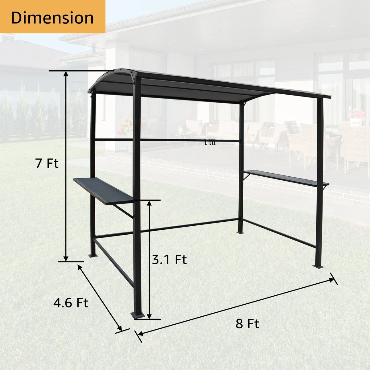 Outdoor-Grillpavillon mit Stahlrahmen, 1,5 m x 2,4 m
