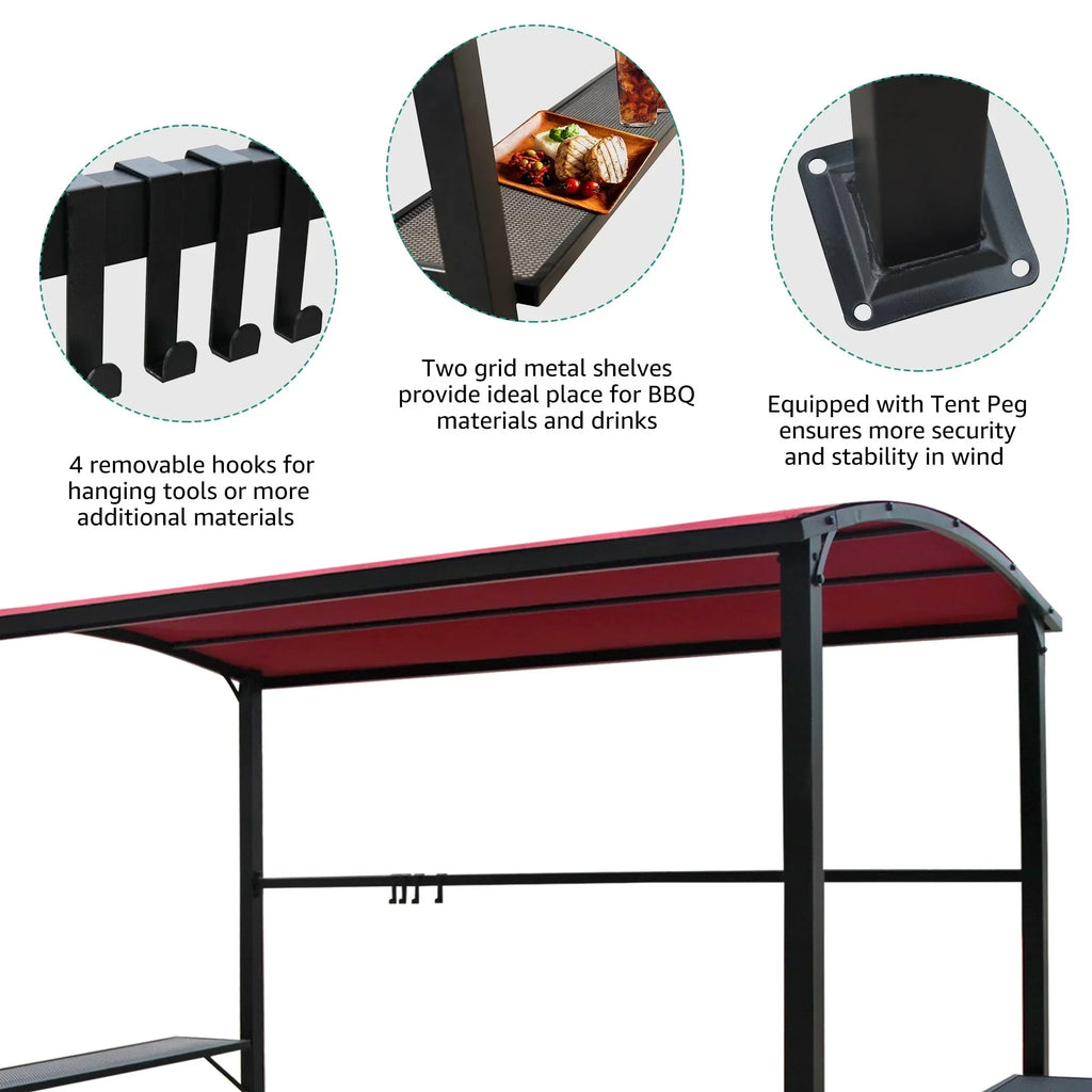 Outdoor-Grillpavillon mit Stahlrahmen, 1,5 m x 2,4 m