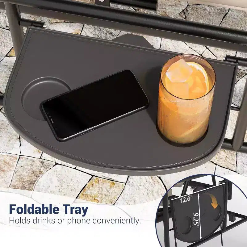 2-in-1 Cabrio 3-Sitzer Hollywoodschaukel mit verstellbarem Dach, Terrassenschaukelbett mit Gestell, dicken Kissen und Getränkehaltern, für Garten, Terrasse, Veranda