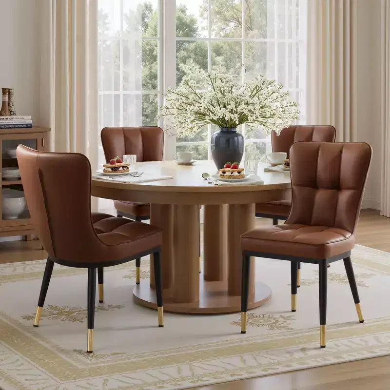 Bekrvio Esszimmerstühle 6er-Set, moderne gepolsterte Kunstledersitze mit hoher Rückenlehne, Metallbeine, armlose Küchenstühle für Wohn- und Esszimmer