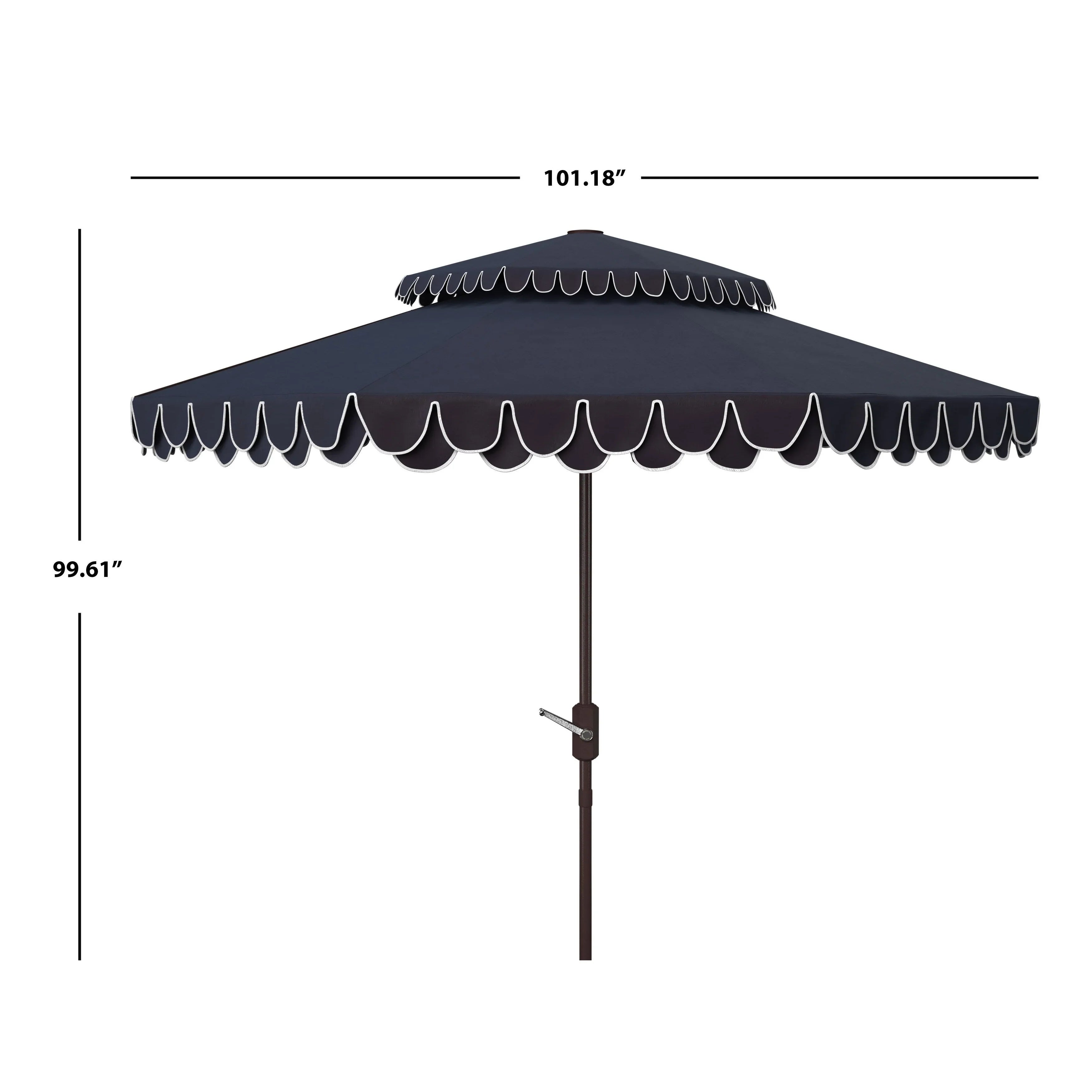 SAFAVIEH Outdoor Kjerstin Volant-Sonnenschirm, 2,7 m, Doppelkuppel
