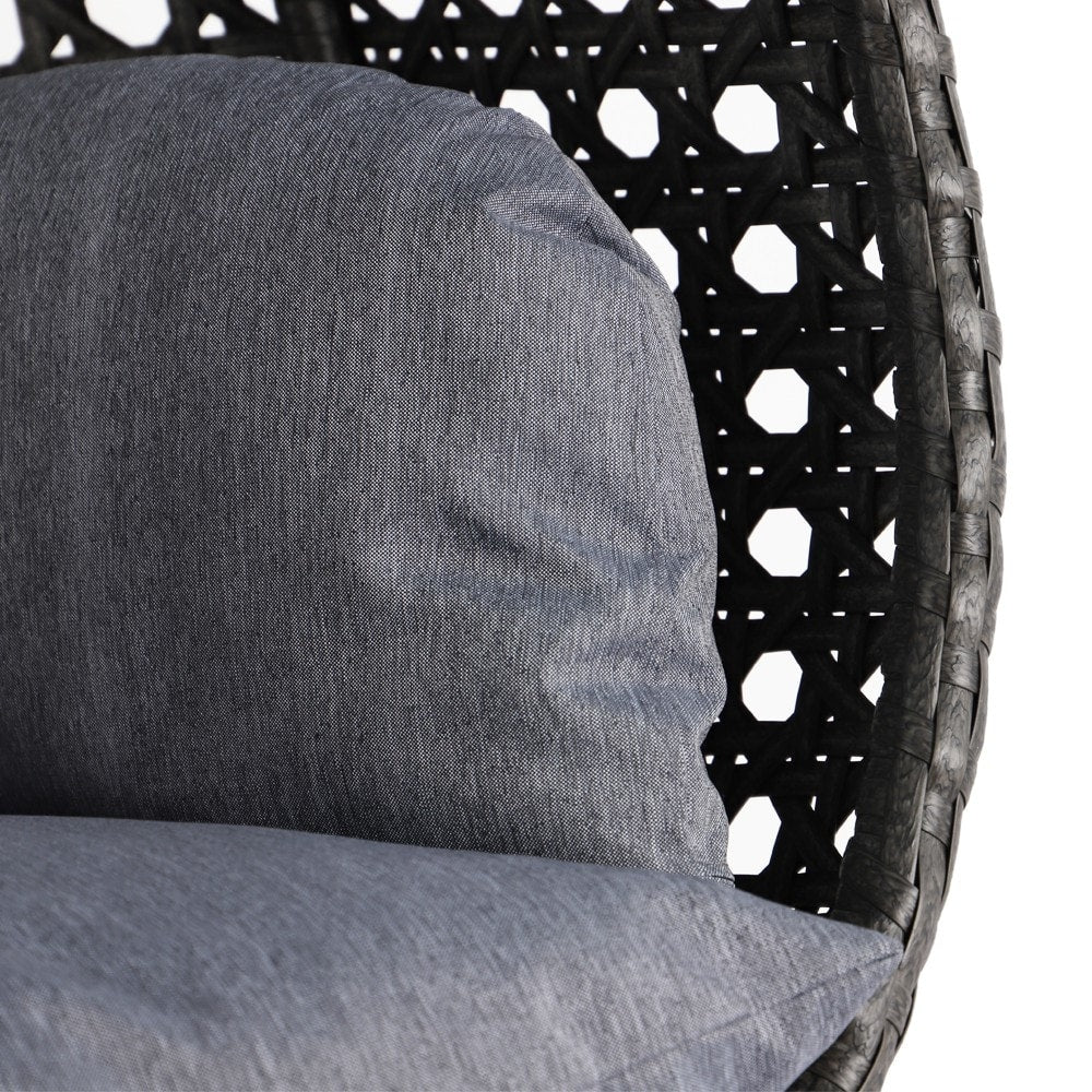 LeisureMod 2-Personen Hängesessel Ei mit Gestell - Outdoor/Indoor Rattan Korb Terrassen Schaukel Hängematte Liege mit Kissen