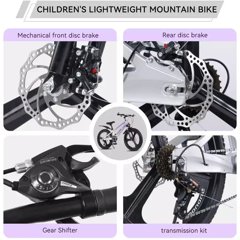 NAYSAYE 20 Zoll Kinder-Mountainbike mit 7-Gang-Antrieb und Magnesiumlegierungsrahmen für Jungen und Mädchen im Alter von 8-12 Jahren, 57.09*21.65*29.92
