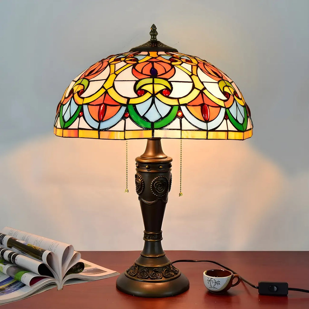 HomeyFad 2-Flammige Vintage-Tischleuchte mit Glasschirm aus Edelstahl