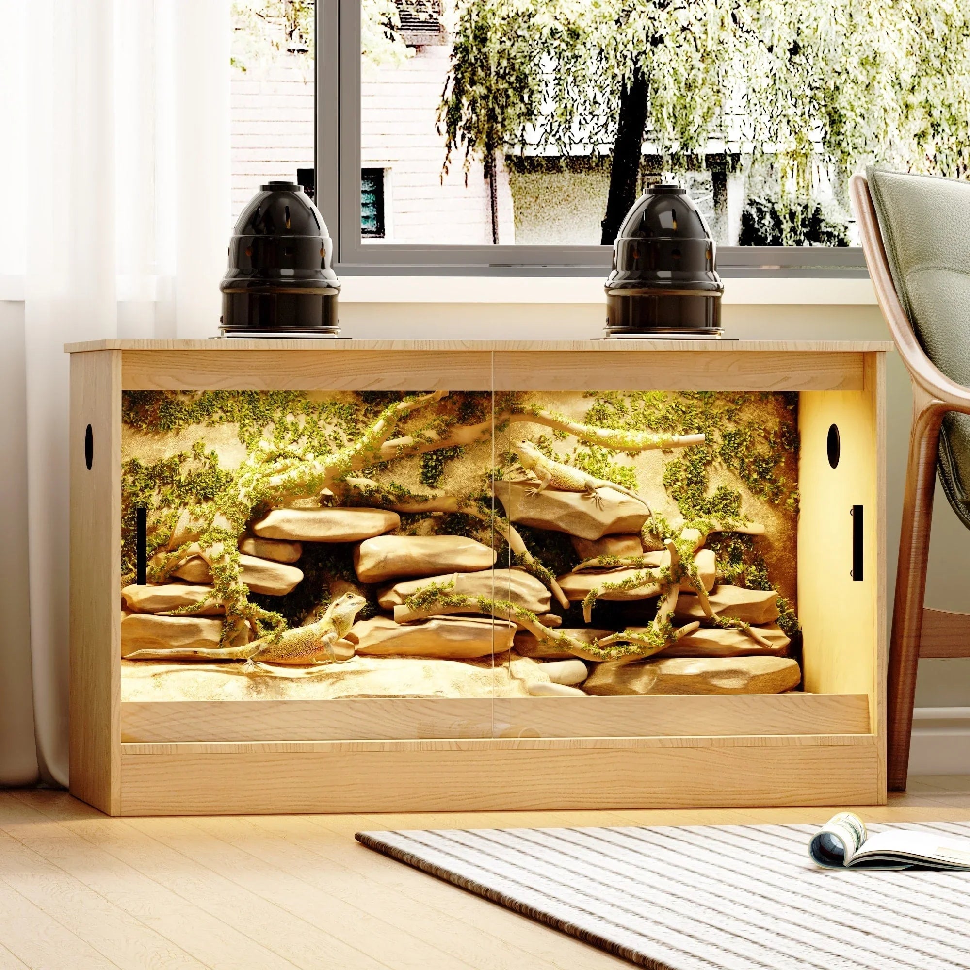 Reptilienhabitat – Geräumiges Terrarium für Echsen, Schlangen & mehr – 47.2