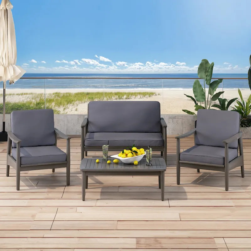 Willowbrook Outdoor Akazienholz 4-Sitzer Lounge-Set von Christopher Knight Home